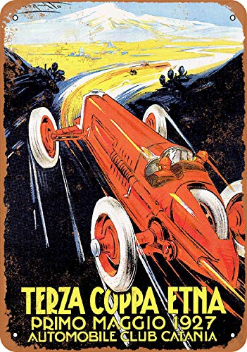 Letrero metálico de 20,3 x 30,5 cm, diseño vintage de Etna Cup Auto Race Catania Sicilia