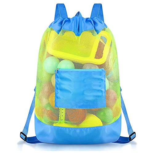 Lipeed Bolsa de playa de malla, bolsa de playa pesada de viaje de verano con cremallera y compartimento impermeable para frigorífico, bolsa de playa, bolsa de vacaciones, color azul cielo