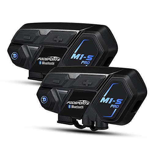 M1-S Pro Intercomunicador Casco Moto Fodsports Doble con Reducción De Ruido, Hi-Fi, Intercomunicador 8 Jinetes De Bluetooth Moto Casco Manos Libres Moto, Comando De Voz, La Guía De Voz De GPS, 900mAh