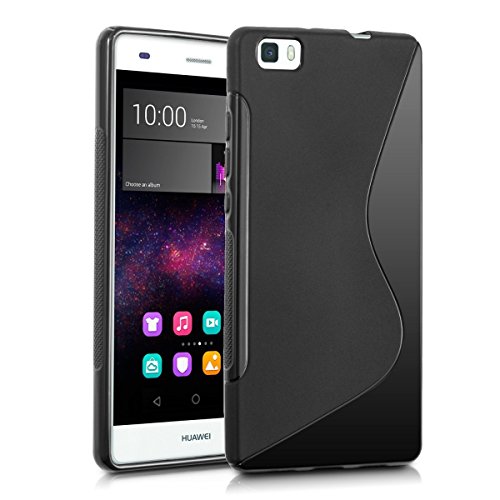 MELOENVIAS Funda Carcasa para Huawei P8 Lite Gel TPU Diseño S-Line Color Negro