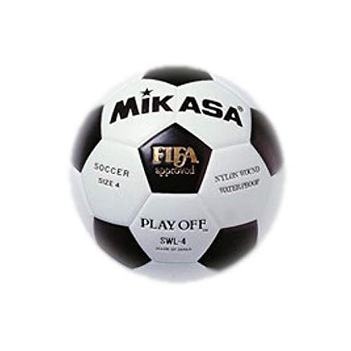 MIKASA SWL-4 - Balón de fútbol, Color Blanco/Negro, Talla 4