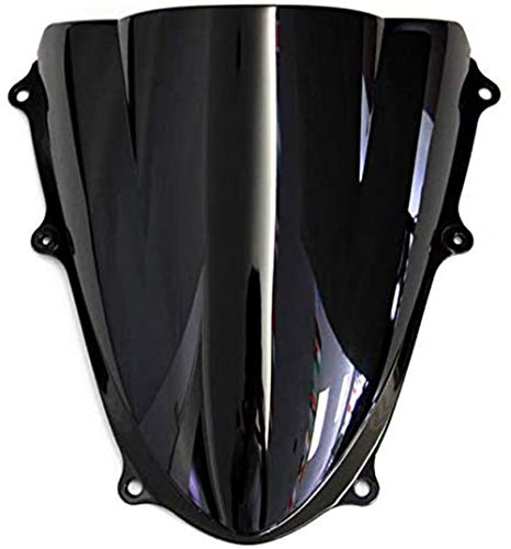 Motocicleta doble burbuja parabrisas parabrisas deflectores de viento moto pantalla flujo de aire para Suzuki GSX-R 1000 K9 2009-2016 (negro)