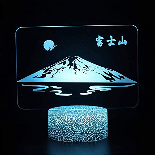 Mount Fuji 3D Luz de noche para niños lámpara de mesa dormitorio LED lámpara de mesa lámpara de escritorio luz de decoración con control remoto para niños Navidad Halloween cumpleaños