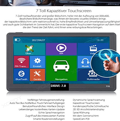 Navegador GPS de 7 pulgadas con TMC para camiones, coches, caravanas, autobús, 256 MB. Pantalla táctil capacitiva. Avisador de radares alemán. Actualizaciones gratuitas. 8 GB. Parasol incluido. Navegador GPS de 7 pulgadas con TMC para camiones, coches, caravanas, autobús, 256 MB. Pantalla táctil capacitiva. Avisador de radares alemán. Actualizaciones gratuitas. 8 GB. Parasol incluido.