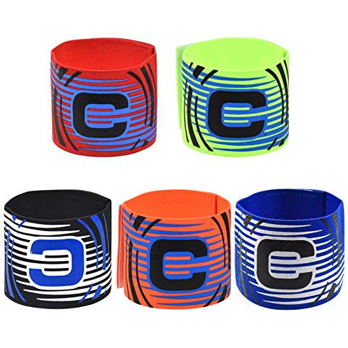 Netspower Capitán Brazalete Fútbol, 5 Colores Elástico Fútbol Brazalete, Ajustable Brazalete de Capitán y Velcro para Adultos y Niños
