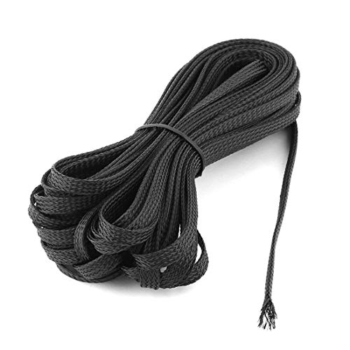 New Lon0167 Arnés de Destacados funda de cable eficacia confiable trenzado extensible de nylon 9.8M x 6mm negro(id:a9f 20 25 a9a)