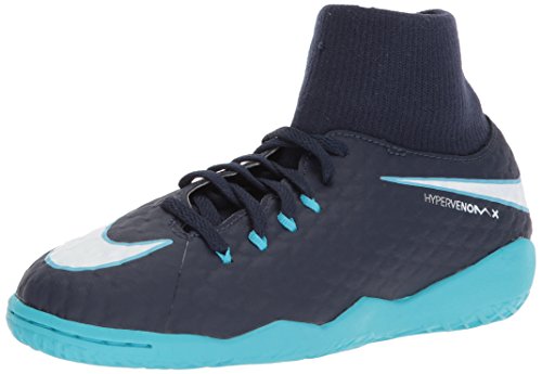 Nike Jr Hypervenomx Phelon 3 DF IC, Botas de fútbol Unisex niño, Azul (Obsidian/Azul Gamma/Azul Glacial/Blanco 414), 35.5 EU