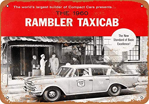 NOT Rambler Taxi Cabs Cartel de Chapa de Metal Retro Cartel de Arte Pintado decoración Placa de Advertencia Bar cafetería Garaje Fiesta Sala de Juegos Oficina en casa Restaurante Bar