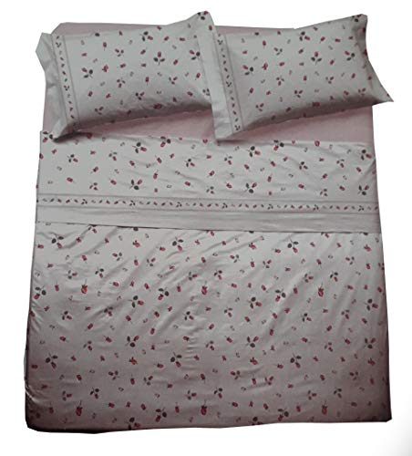 Novia - Juego de sábanas para cama individual, franela de puro algodón, artículo Isotta rosa