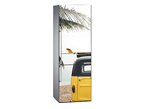 Oedim Vinilo para Frigorífico Furgoneta en Playa Tropical 185x60cm | Adhesivo Resistente y Económico | Pegatina Adhesiva Decorativa de Diseño Elegante
