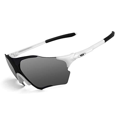 OPEL-R Gafas de Sol Hombre Sin Marco Polarizadas Oakley Jawbreaker, MTB Gafas de Ciclismo a Prueba de Viento TR90 para Deportes al Aire Libre,WhiteBlack