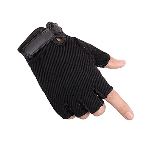 Outdoor Sports Breathable Elastic Sunscreen Gloves Half-Finger Non-Slip Gloves Fashion Bicycle Fitness Army Fan Gloves Training Sports Quick-Drying Gloves - Black,Women