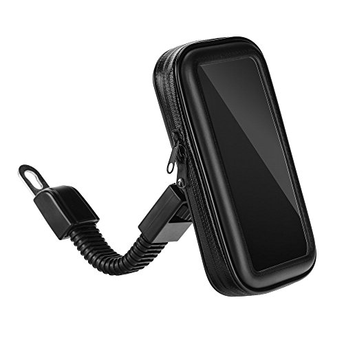 Partner Tele, Funda Teléfono Móvil, GPS, Smartphone para Moto, Scooter para El Espejo - Compatible con iPhone 6 Plus/7 Plus, Samsung Galaxy Note 3/4/5/S8/S8+/S9/S9+, Huawei Mate 9/P10 Plus - Negro