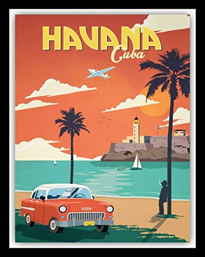 Póster de metal FIKR La Habana La Habana de La Habana con impresión de metal, cartel retro de 20,3 x 30,5 cm