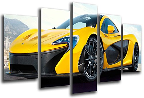 Poster Fotográfico Coche Deportivo, McLaren F1 GT, Amarillo Tamaño total: 165 x 62 cm XXL
