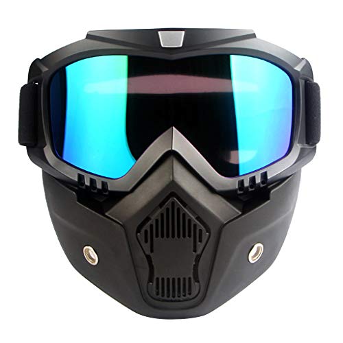 prasku Gafas de Moto con Máscara Desmontable para Montar en Moto de Nieve, Esquí, Ciclismo - Azul