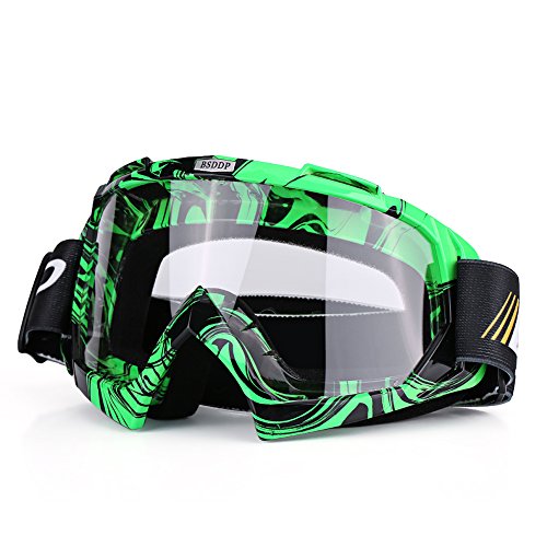 Qiilu Gafas Protección de moto para Motocross Esqui Deporte Ciclismo Carretera(verde-blanco)