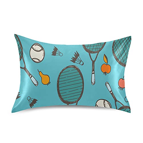 Raqueta de bádminton y Funda de Almohada de Raqueta de Tenis Revestimientos de Cama tamaño Queen Fundas de Almohada de Raso para el Cabello y la Piel Fundas de Almohada con Cierre de sobre Raqueta de bádminton y Funda de Almohada de Raqueta de Tenis Revestimientos de Cama tamaño Queen Fundas de Almohada de Raso para el Cabello y la Piel Fundas de Almohada con Cierre de sobre