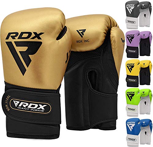 RDX Guantes de Boxeo Niño para Entrenamiento y Muay Thai | Maya Hide Cuero Junior Mitones para Kick Boxing, Sparring | Kids Boxing Gloves para Saco Boxeo, Training