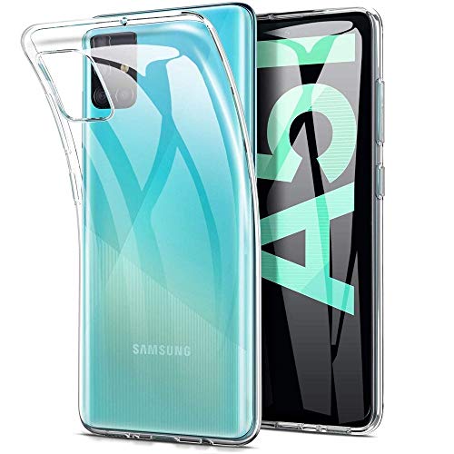 REY - Funda Carcasa Gel Transparente para Samsung Galaxy A51, Ultra Fina 0,33mm, Silicona TPU de Alta Resistencia y Flexibilidad