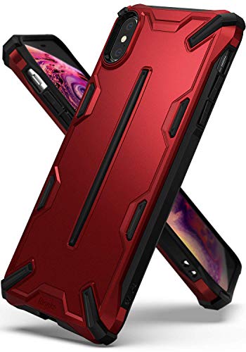Ringke Dual-X Compatible con Funda iPhone XS MAX 6.5" Doble Capa Reforzado Defensa Servicio Pesado Ergonómico Agarre Tranquilizador Cubierta Protectora Armadura para Apple iPhone XS MAX - Iron Red