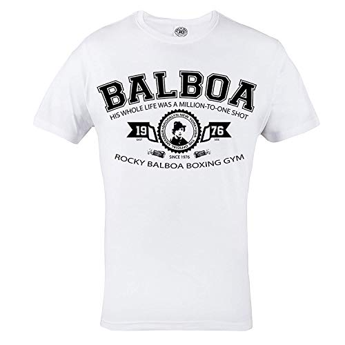 Rule Out Camiseta Prenda de luchaRocky Balboa. Boxeo Gimnasio entrenamiento. Ropa Deportiva.Crossfit. Marcial ArtesInformal - Blanco, Large
