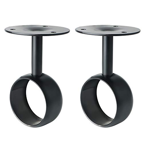 SAYAYO EFL6051B-2P-FR - Soporte para barra de cortina, soporte de techo para cortina y armario, color negro mate de acero inoxidable, diámetro 52 mm, 2 unidades, EFL6051B-2P-FR SAYAYO EFL6051B-2P-FR - Soporte para barra de cortina, soporte de techo para cortina y armario, color negro mate de acero inoxidable, diámetro 52 mm, 2 unidades, EFL6051B-2P-FR