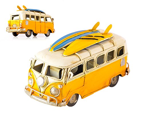 SCSpecial Toy Camper Van 6.3 Pulgadas Estilo Retro Metal Clásico T1 Camper Van Beach Bus Modelo de Juguete - Amarillo