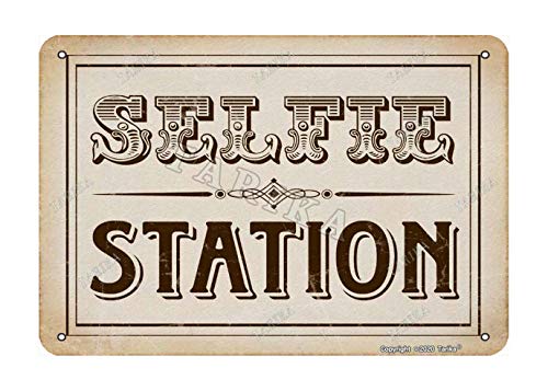 Selfie Station Vintage Look 20 x 30 cm Estaño Decoración Artesanía Cartel para Hogar Cocina Baño Granja Jardín Garaje Citas Inspiradoras Decoración de Pared