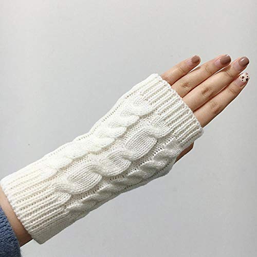 Sizwea Knitted Women Gloves Calentador de manos Guantes de invierno Brazo Crochet Mitones de lana sintética Guantes sin dedos Luvas Gants Femme, 1D, Talla única