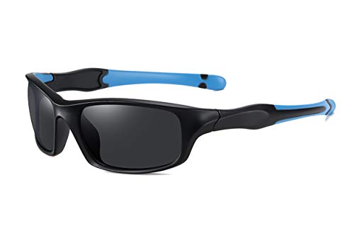 SKILEC Gafas de Sol Hombre Mujer Polarizadas TR90 - Gafas Running, Gafas Ciclismo Hombre ideales para Deporte, MTB, Golf, Bicicleta Gafas de Sol Deportivas Protección 100% UV400 (Negro Azul/Negro)