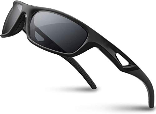 SKILEC Gafas de Sol Hombre Mujer Polarizadas TR90 - Gafas Running, Gafas Ciclismo Hombre Ideales para Deporte, Pesca, MTB, Golf, Bicicleta, etc. Gafas de Sol Deportivas Protección 100% UV400 (Negro)