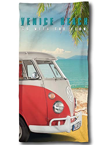 Sky Brands - Toalla con furgoneta Volkswagen, 75 x 150 cm, ideal para regalo, toalla de baño de algodón con diseño de furgoneta Volkswagen, para camping o playa, Volkswagen T1 T2 T3