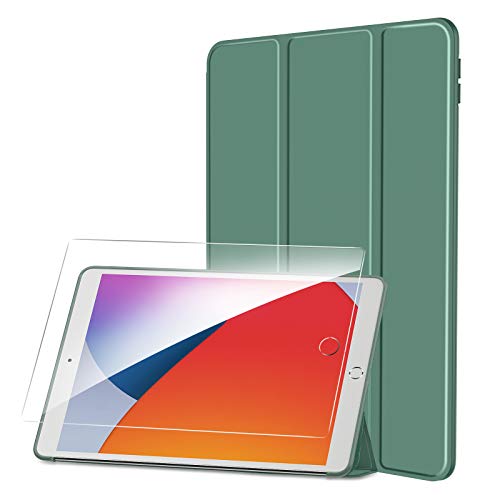 SmartDevil Funda para iPad 8 Generación 2020 / Funda iPad 7 Generación 2019 + HD Protector Pantalla, Funda para iPad 10.2 con Auto-Sueño/Estela y Soporte, Delgada Carcasa para iPad 7/8, Verde