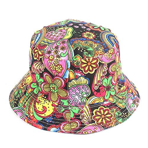 Sombrero de Cubo de Verano Gorra de Cubo de Hip Hop Mujeres Hombres Moda Reversible Chapeau Femme Sombrero de Pescador Floral -A