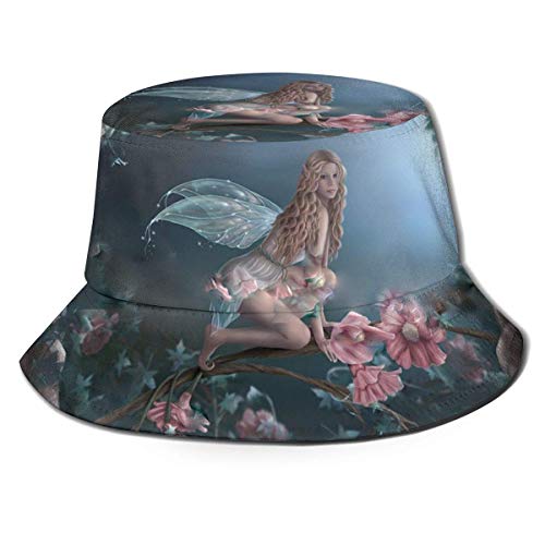Sombrero de Cubo Packable Reversible Flor encantada Estampado de Hadas Sombrero para el Sol Sombrero de Pescador Gorra Acampar al Aire Libre