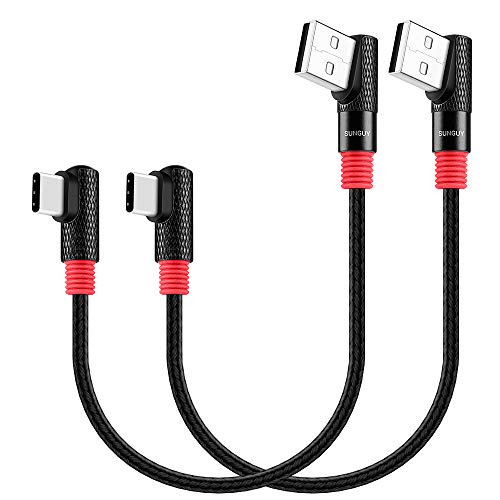 SUNGUY Cable USB C en ángulo recto【0.3m x2】 Cable de cable de sincronización rápida de carga y sincronización de datos USB 2.0 tipo-C de 90 grados para Samsung S10, Redmi Note 7, Moto G7, GoPro 7 8 SUNGUY Cable USB C en ángulo recto【0.3m x2】 Cable de cable de sincronización rápida de carga y sincronización de datos USB 2.0 tipo-C de 90 grados para Samsung S10, Redmi Note 7, Moto G7, GoPro 7 8