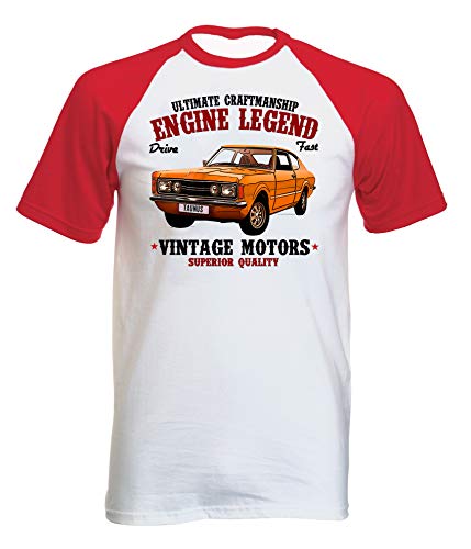 TEESANDENGINES - Camiseta de manga corta para hombre Ford Taunus 1970, color rojo Blanco blanco L