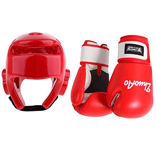 Tubayia 1 par de guantes de boxeo para adultos + casco de boxeo para MMA, boxeo, karate, Muay Thai, etc.