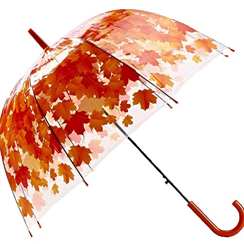 UGJ Paraguas Mujer, Paraguas De Arco Transparente De PVC Creativo De 4 Colores Paraguas Claro Lluvioso Semiautomático Mujer Lluvia Larga Niño (Color : Rojo)
