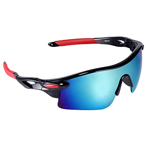 VABNEER Gafas Ciclismo Gafas de Sol Deportivas Gafas de Sol para Hombre y Mujer Gafas de Montar al Aire Libre (Rojo Azul)