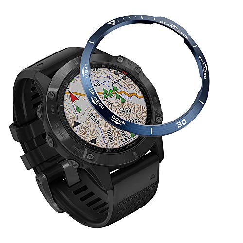 VENTER Acero Inoxidable Anillo Bisel Compatible con Garmin Fenix 6/6 Pro Watch, Bezel Ring Adhesive Cover Protector Anti arañazos y colisiones para Garmin Watch Accessory(Blue-2)
