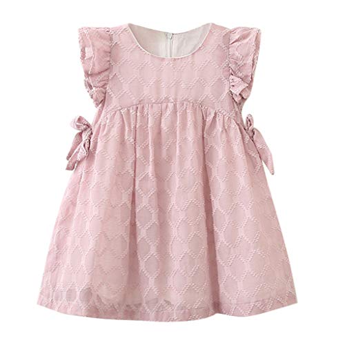 Vestido de niña,Riou_ Vestido de Manga de Mosca de Doble Arco de Gasa para niñas Ropa de Bebe niña Vestido de Fiesta de Princesa Verano(2T-7T)