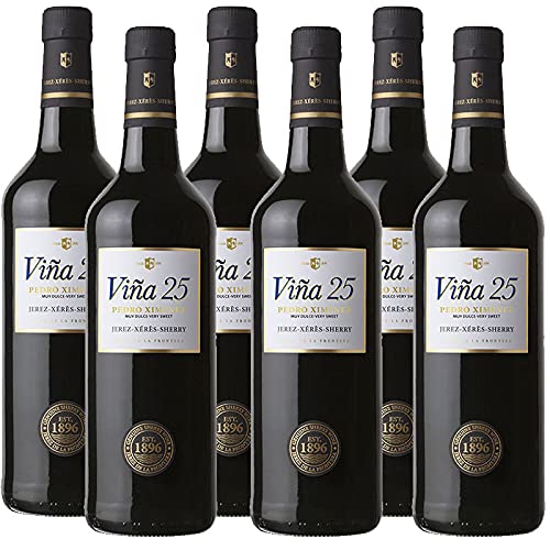 Vino dulce Pedro Ximenez Viña 25 de 75 cl - D.O. Jerez-Sherry - Bodegas Grupo Caballero (Pack de 6 botellas)