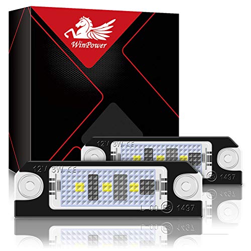 WinPower Luz LED para placa de matrícula 3 SMD Luz de matrícula LED 6000K Xenón blanco con Canbus Sin errores Compatible con Golf4 Golf5 Lupo Polo 9N, 2 piezas