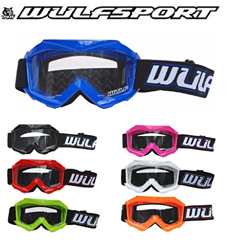 Wulf Gafas de Moto para niños WULFSPORT Cub Junior Moto MX Moto Motocross ATV Quad Racing Deportes Gafas, Azul, Única