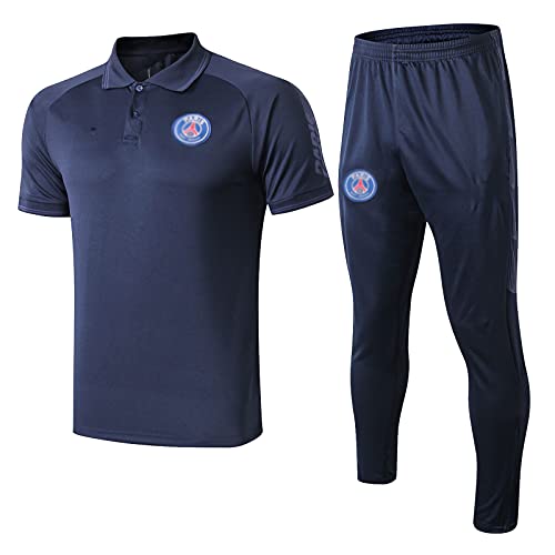 WZH-ZQQY Ropa Deportiva Azul Transpirable del Fútbol del Club del Campeonato Europeo (Camiseta + Pantalones) -kpm-c1224(Size:S,Color:Azul)