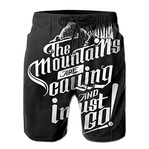 XCNGG Pantalones Cortos de Playa Mountains Are Calling and I Must Go Male Swim Trunks Quick Dry Waterproof Beach Pants Beach Board Short with Pockets