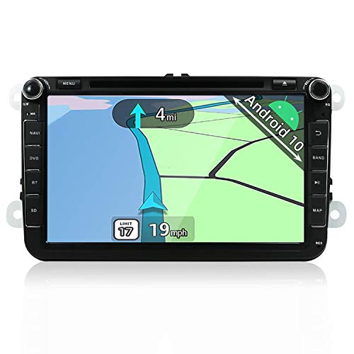 YUNTX Android 10 Car Stereo Compatible con VW Golf/Skoda/Seat- GPS 2 DIN - Cámara Trasera Libre y Canbus y micrófono- 8 Pulgadas - Dab + Soporte/Control del Volante / 4G / WiFi/Bluetooth/Carplay