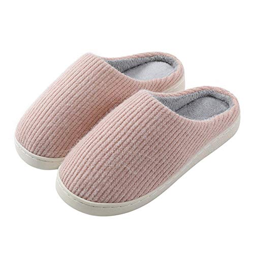 Zapatillas de algodón Mujer Otoño e Invierno Inicio Zapatillas de Felpa cálidas de Suela Gruesa Тапочки Kapcie Chanclas-Pink, 40-41, Estados Unidos